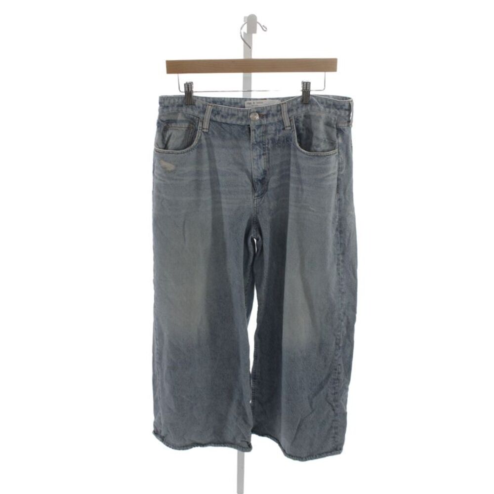 Rag & Bone Women Wide Leg Jeans Blue Mid Rise Button Size 32
